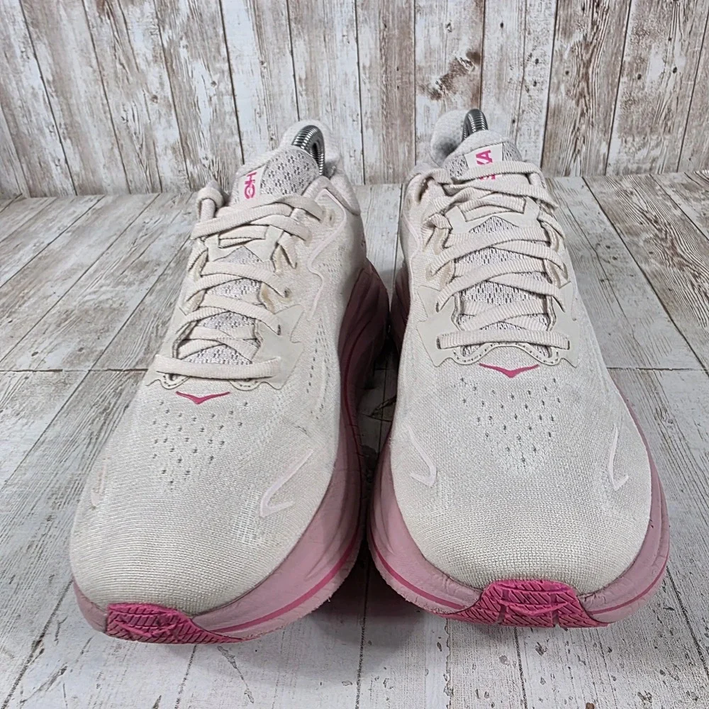 Hoka Clifton 9 Womens 9D Wide Running Shoes Rose Quartz Pink 1162050 RMP